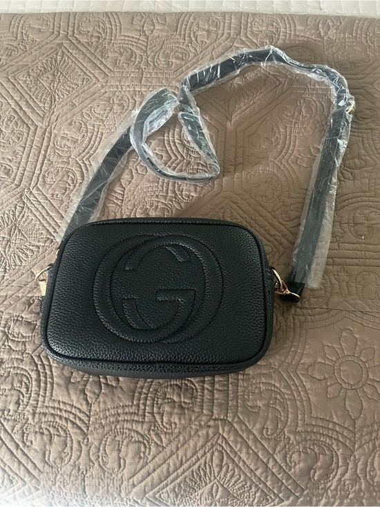 Handbags - Black Leather Crossbody Camera Bag - Designer Style